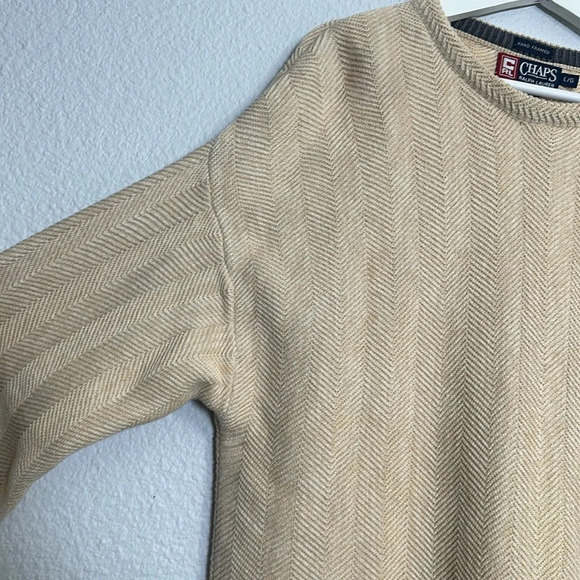 Chaps Ralph Lauren Tan Cream Men’s Long Sleeve Pullover Sweater Size Large - Picture 3 of 9